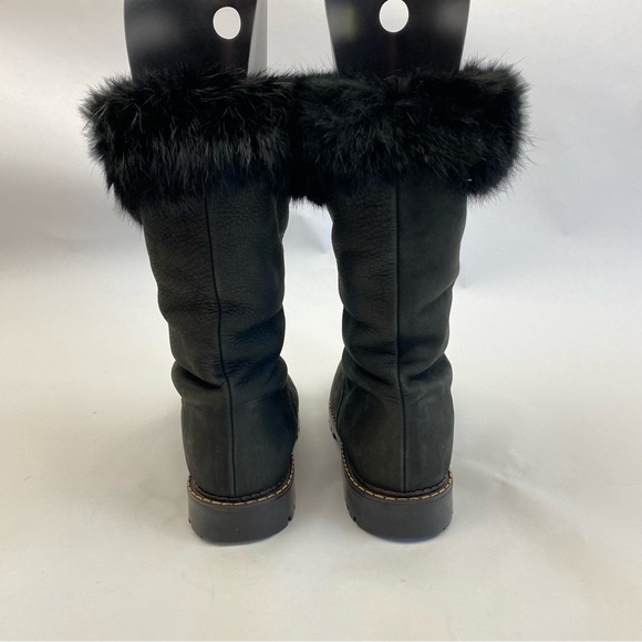Sorel Rabbit Fur Shearling Lined Black Lace-Up Boots Made in Canada SZ 10 - Picture 3 of 10